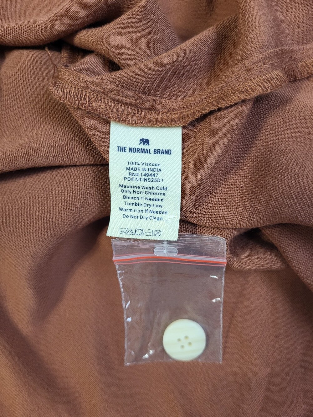 The Normal Brand Button Down Midi Dress Rust Brown NWOT Breezy Size Medium - Picture 3 of 7